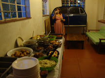 Helen and dinner spread